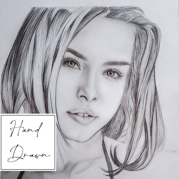 Sketch Commission Portrait, Custom Pencil Drawing Art. Personalized Hand Drawn Portrait From Photo. Birthday, Anniversary, Wedding Gift