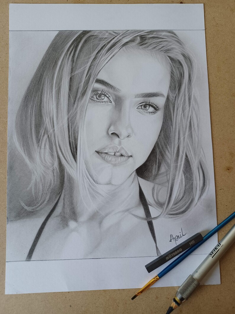 Personal Made To Order Pencil Hand Drawn Portrait From Photo image 4