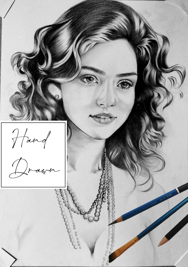 Personal Made To Order Pencil Hand Drawn Portrait From Photo image 1
