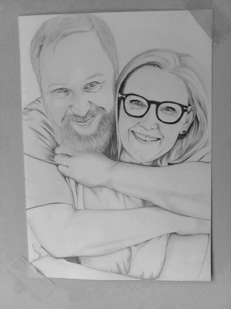 Couple Portrait Custom Pencil Drawing