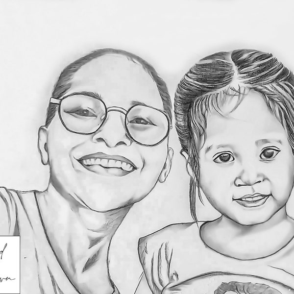 Hand Drawn Custom Pencil Portrait From Picture, Personalized Girl Drawing, Unique Graphite Gift-Portrait Anniversary Giftful For Loved Ones