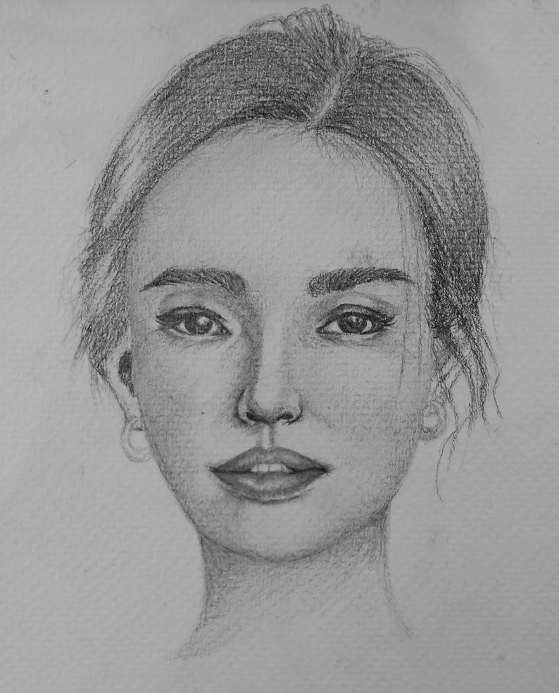 Hand Drawn Portrait, Custom Pencil Drawing From Photo, Commission