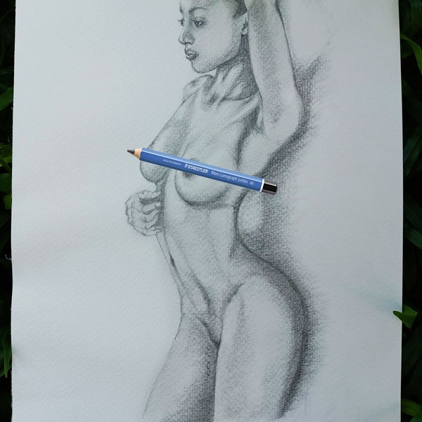 Nude Custom Portrait, Women Or Male Pencil Erotic Drawing, Personalized Hand Sketch Commission Art From Photo.  Anniversary, Birthday Gift
