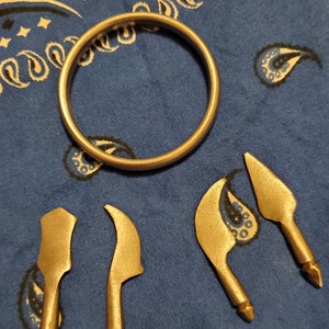Nihung Panj Shastar Sarbloh/Iron set with string for hair Keshi Shastar