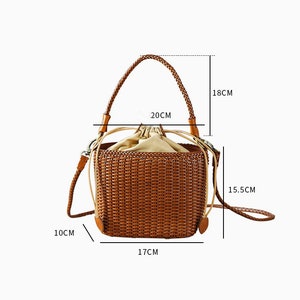 Leather Basket Bag,Handcrafted Ladies Bag,Leather Crossbody Bag, Handwoven Bag,Boho Summer Purse,Crossbody woven Bags, Holiday Bags image 4