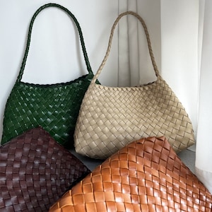 Handcrafted Woven Leather Tote Bag,  Hand Woven Ladies HOBO Bag, Summer Holiday Bag