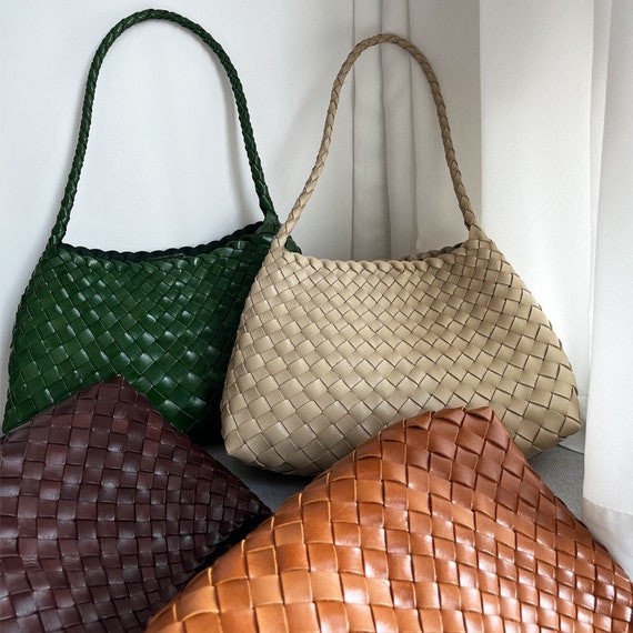 Handcrafted Woven Leather Tote Bag Hand Woven Ladies HOBO Bag Summer Holiday Bag Etsy Ireland