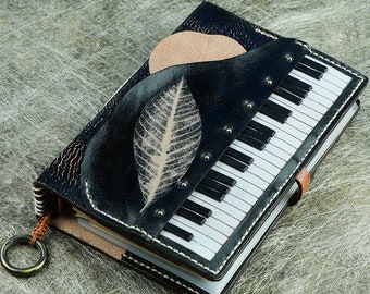 Custom Piano Notebook, Piano Teacher Gift, Personalized Looseleaf Piano Genuine Leather Journal / Music Art Training Teaching Notebook