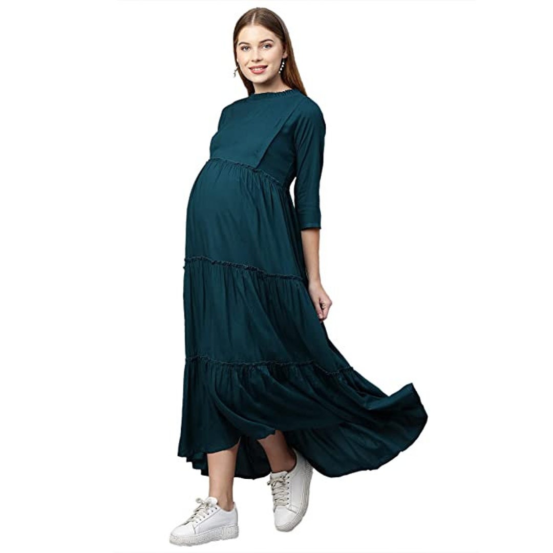 ANKLE LENGTH SOLID Nursing Gown With Both Side Zipper Full Etsy