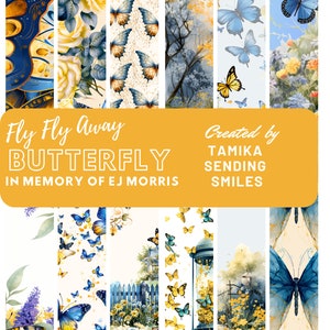 Collezione di carta digitale Farfalla Collezione di carta digitale Farfalla blu gialla Creazione di biglietti per scrapbooking Inviti per diario Articoli di cancelleria
