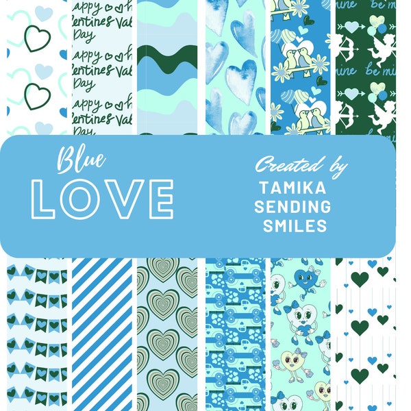 Blue Love - Non-Traditional Valentine's Day Digital Paper Collection