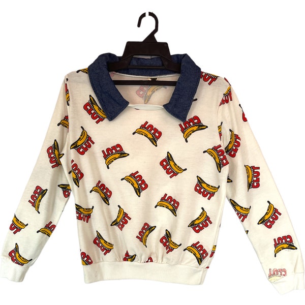 Vintage 90’s Cloth Banana Fullprint Sweatshirt Vintage Banana Rare Collar Big Logo Vintage Cloth Pullover Vintage Banana Sweater