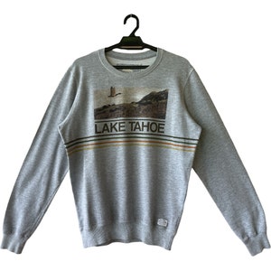 Vintage 90&#39;s Lake Tahoe Sweatshirt Lake Tahoe Crewneck Lake Tahoe Pullover Lake Tahoe Jumper Lake Tahoe Mountain Spellout Large Size L