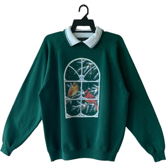 90s Morning Sun 'bird' Sweatshirt Print Logo Green Color