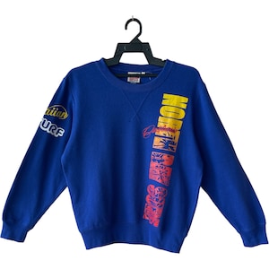 Vintage 90’ California North Day Surf Sweatshirt Vintage Hawaiian Surt Crewneck Fullprint Pullover Blue Surf Sweater Size Medium