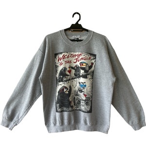 Vintage 00&#39;s Riot Society Welcome To The Jungle Monkeys Party Crewneck Sweatshirt Big Logo Animal LA Pullover Sweatshirt Medium Size (M)