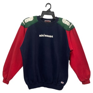 Vintage 90’s Miki House Colorblock Sweatshirt Vintage Mickey Mouse Crewneck Rare Miki House Spellout Pullover Miki Sweater Large Size (L)