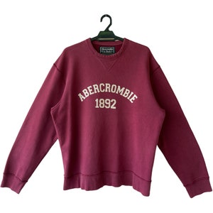 Vintage 90’S Abercrombie & Fitch Red Sweatshirt Small Abercrombie Embroidery Spell Out Crewneck Spell Out Crewneck Abercrombie 1892 Streetwe