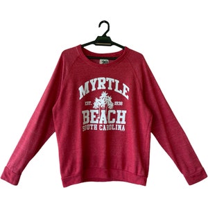 Vintage 00’S Pullover Myrtle Beach South Carolina est 1938 Sweatshirt Red Beach Crewneck Pullover Sweatshirt Medium Size M