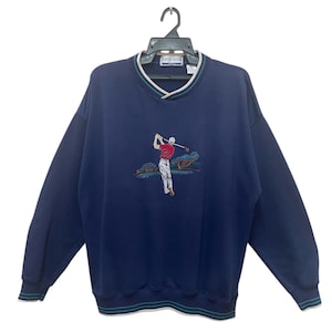 Vintage 90’s Golfer Sweatshirt Vintage David Smith Crewneck Embroidery Pullover Menswear Sweater Size Large (L)