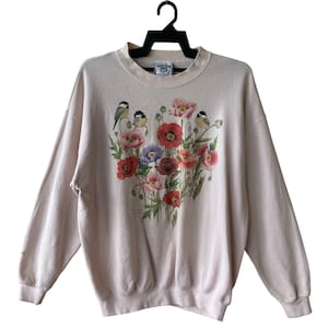 Vintage 90&#39;S Floral Crewneck LEE Flower Graphic Sweatshirt Lee Jumper Lee Pullover LEE Sweater Sweatshirt Extra Large Size XL
