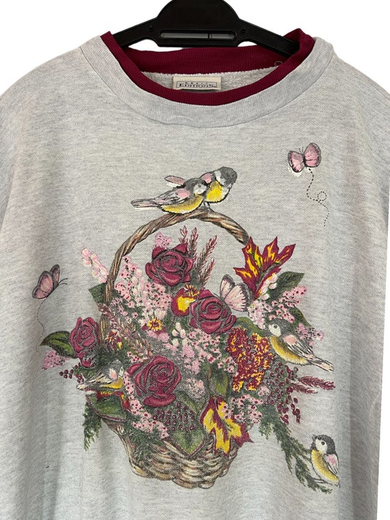 Vintage 80's Bird Scenery Theme Sweatshirt Fauna … - image 2