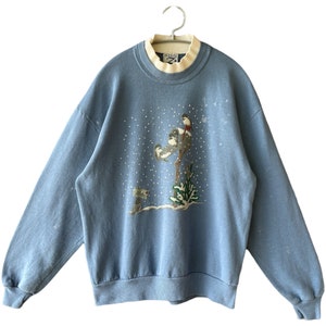 Vintage 90's Pullover Big Birds Wildlife Sweatshirt Big Logo Animal With Standing Post Box Letter Panorama Sweatshirt Large Size (L)