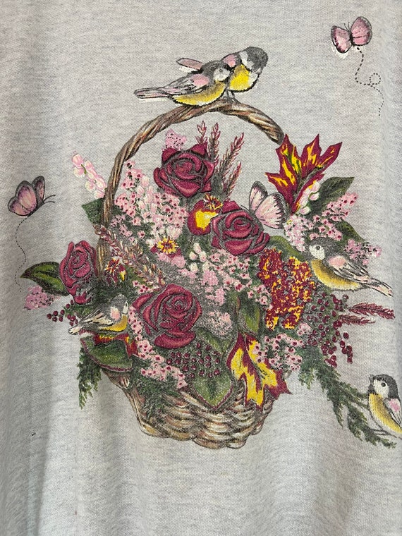 Vintage 80's Bird Scenery Theme Sweatshirt Fauna … - image 5