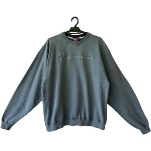 Vintage Champion Sweatshirt Crew Neck Pullover Jumper Sweatshirt Embroidery Logo Sportswear Streetwear Sweatshirt Large Size L