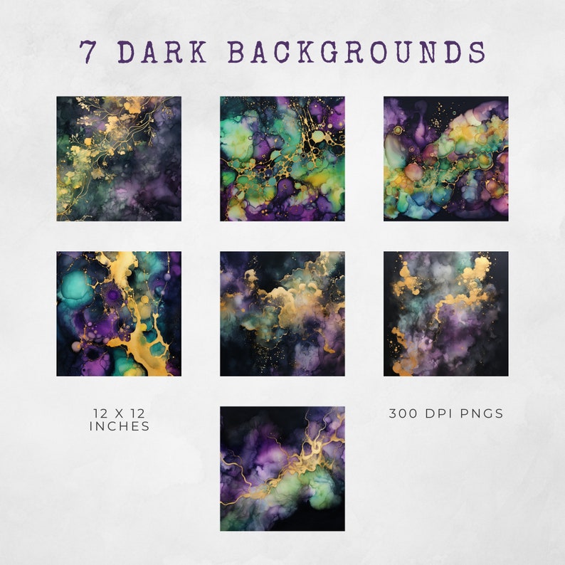 14 Mardi Gras Alcohol Inks Texture Background Pack Etsy