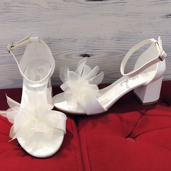 White Low Heels Wedding Shoes