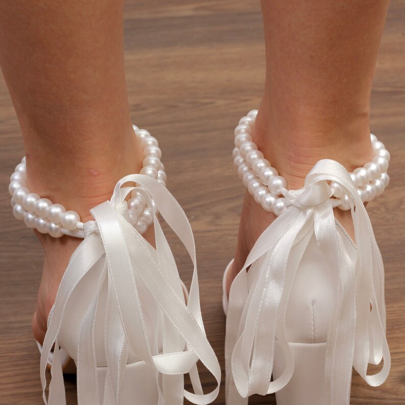 White Bridal Block Heels Shoes, Wedding Shoe for Bride, Ivory Bridal ...