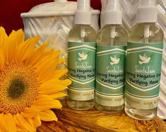 Cleansing & Purification Spray | Cleansing Negative Energy Made w/ Pure Essential Oils- Frankincense, Sage, Lavender, Sea Salts 4.0 oz
