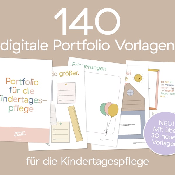 140 Digitale Portfolio Vorlagen · Kindertagespflege (Tagesmutter & Tagesvater – U3) · DinA4