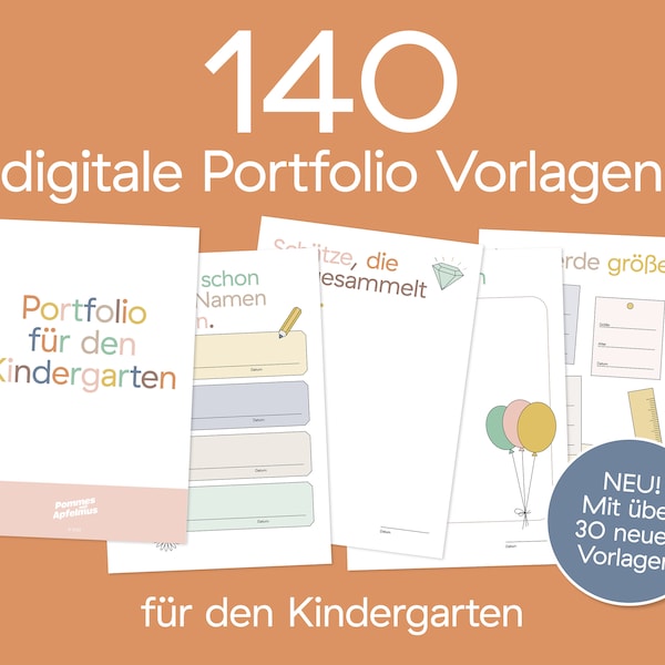 140 Digitale Portfolio Vorlagen · Kindergarten (Kita) · DinA4