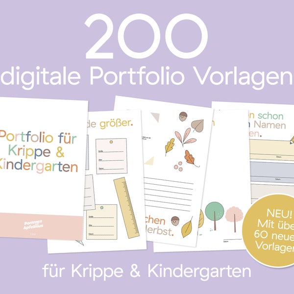 200 Digitale Portfolio Vorlagen · Krippe & Kindergarten (Kita) · DinA4