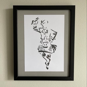 Highland Dancer, impresión artística original A5, retrato, arte mural, arte escocés en blanco y negro, regalo, tarjeta reciclada de alta calidad, decoración SIN MARCO