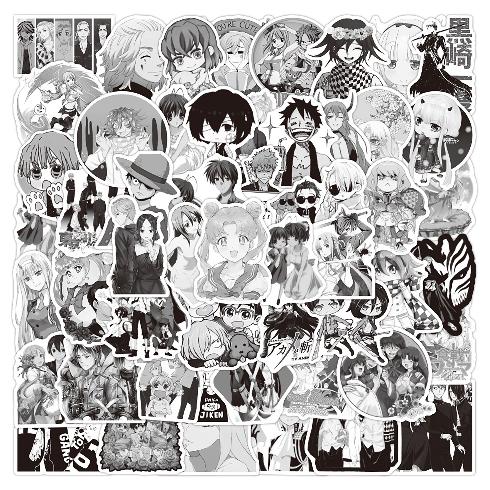 Stickers Manga Noir et Blanc (50pcs)