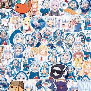 vtuber stickers, shark girl Hololive EN, cute sticker pack decoration