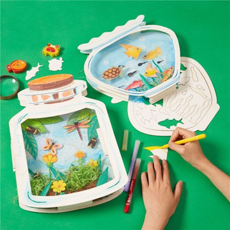 World in a Bottle Handmade DIY for Kids Drawing Kit Material Etsy