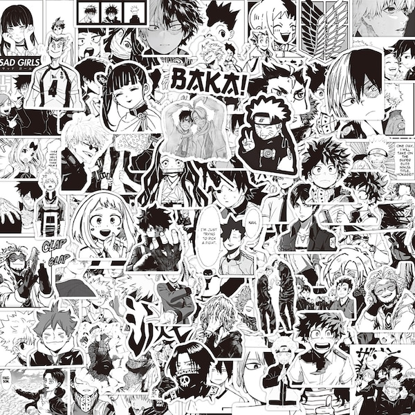 Anime Decals Black and White Etsy