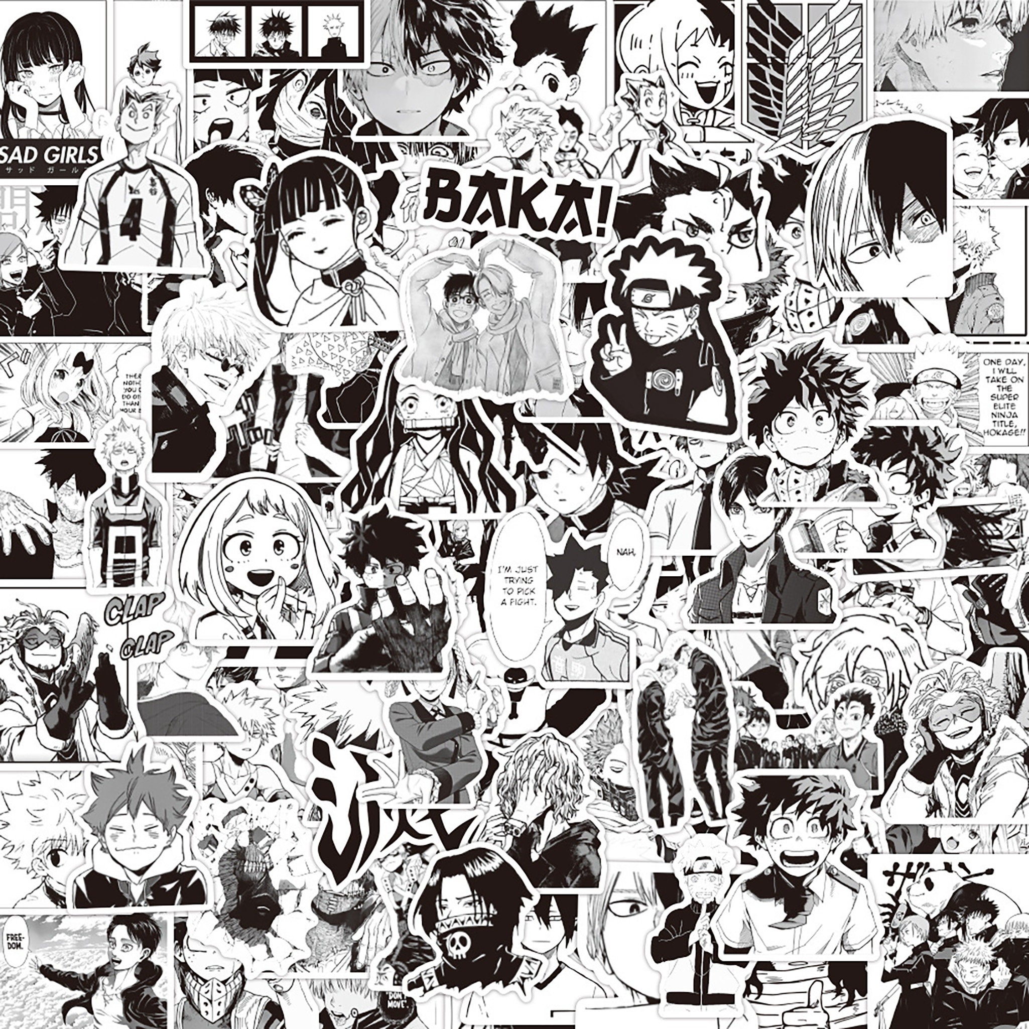 Manga Stickers Black and White (50 pcs)