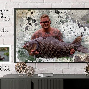 Angler Portrait, Personalized Gift, Painting from Photo, Poster, Canvas, Digital, Present, Birthday,