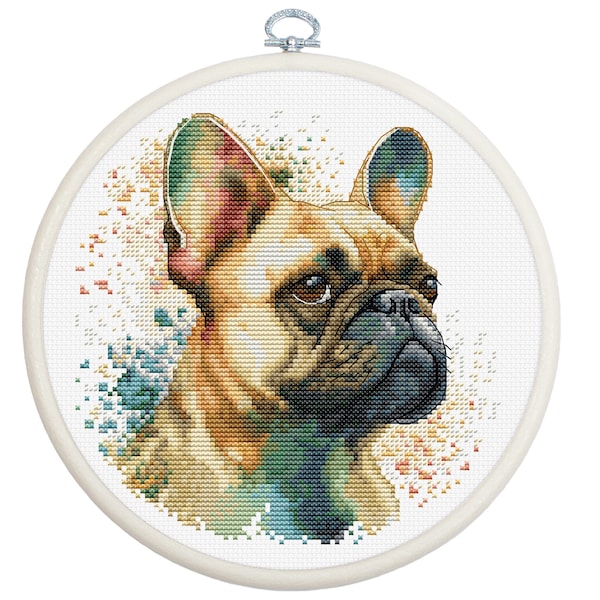 Cross Stitch Kit with Hoop Included Luca-S - The French Bulldog, BC207