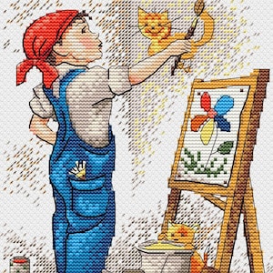 Cross Stitch Kit MP Studia - Boy artist, SM-633