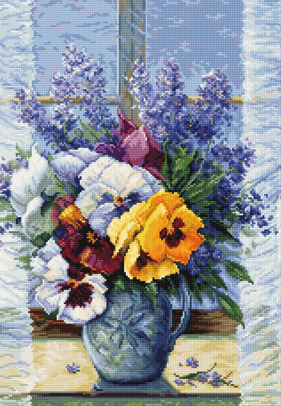 Cross Stitch Kit Luca-s - Bouquet With Pansies - Etsy