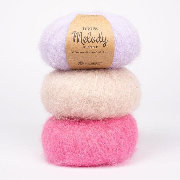 Fluffy Alpaca Merino yarn! Garnstudio DROPS Design Melody 71% superfine alpaca 25 merino brushed knitting wool - 50 grams