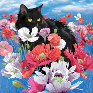 Cross Stitch Kit RTO - Cat among poppies