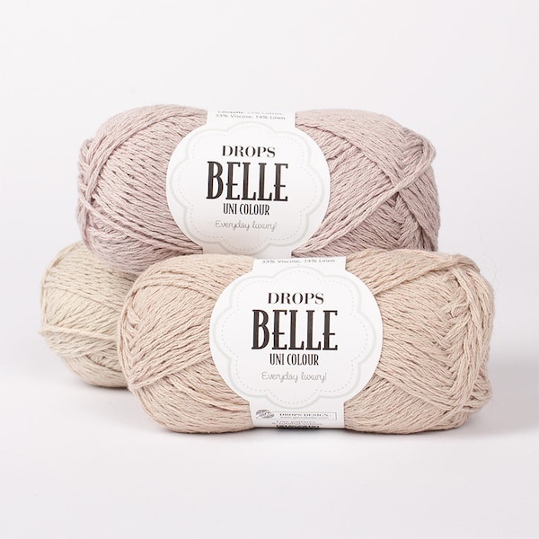 Fil de lin et de coton DK ! Garnstudio Drops Design BELLE 53 % coton égyptien 14 lin 33 viscose Crochet d'été - tricot double, 8 fils