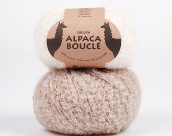 Alpaca Boucle yarn curly loop wool Garnstudio DROPS Design Boucle 80% Alpaca 15 wool Loopy knitting wool / Doll Hair, toy making 50 grams